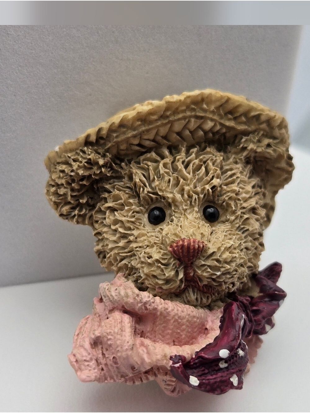 Boyd Bear Style Teddy Bear Brooch Straw Hat Pink Scarf Cute Collectible Pin